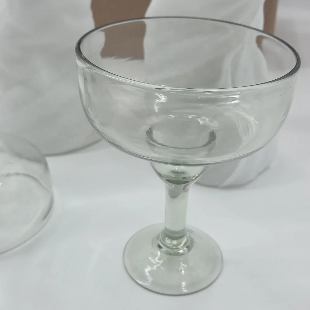 Elegant Clear Glass Margarita Glasses Set 4 Piece NEW